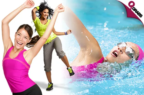 From QR180 Enjoy Weekly Or Monthly Zumba & Swimming Classes - 4 Times a Week, for LADIES! (Up to QR4800 Value)